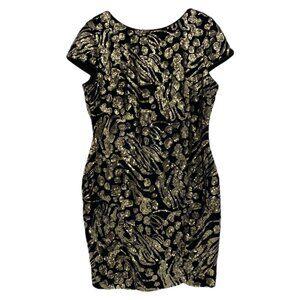 Dress the Population Black Velvet Sequin Backless Mini Dress | XL